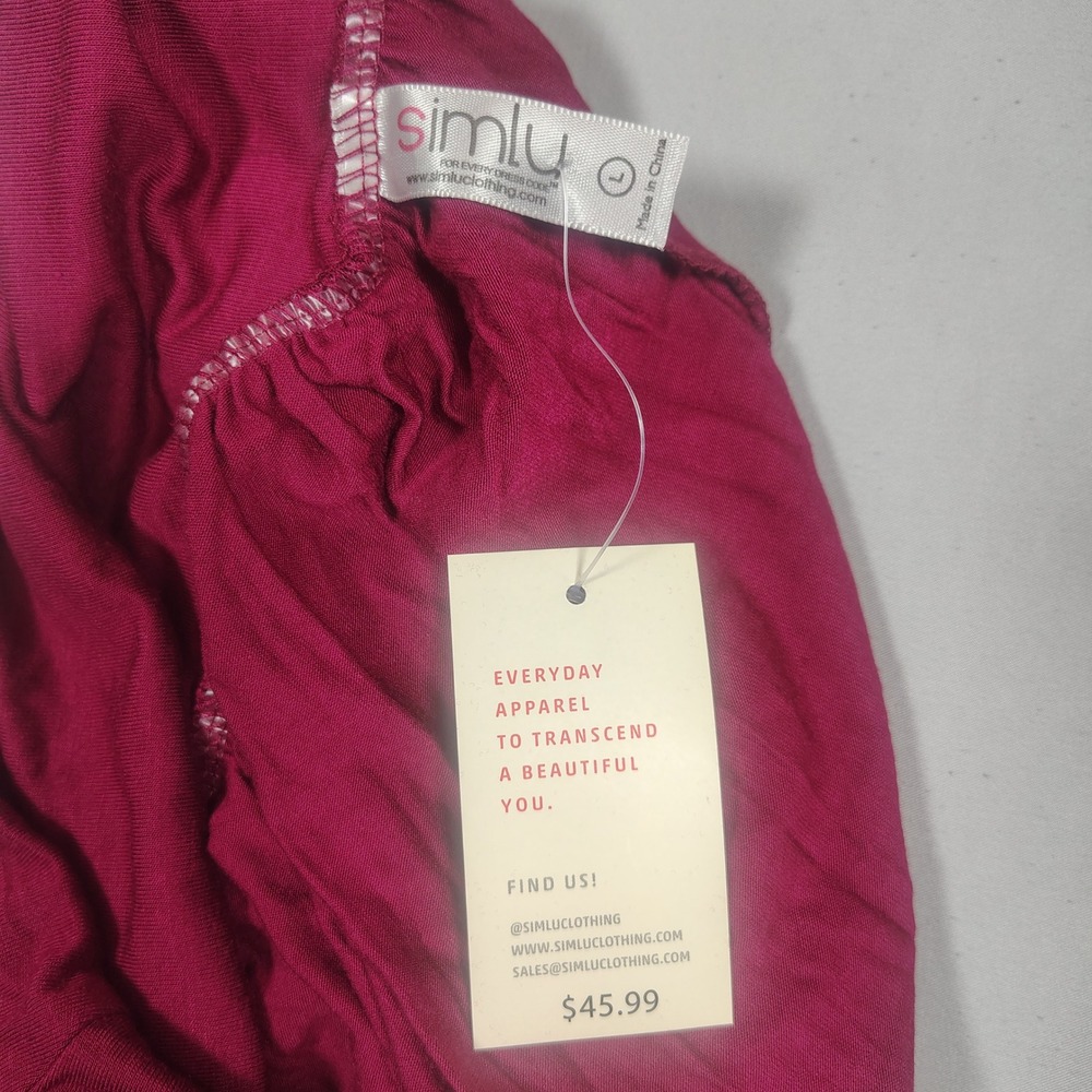 Simlu Maxi Skirt Womens Large Burgundy Fold Over Waist Solid Rayon Modal S428 - Picture 3 of 8